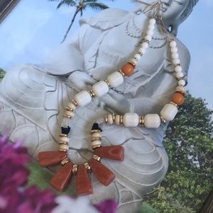 Anthropologie orange long necklace